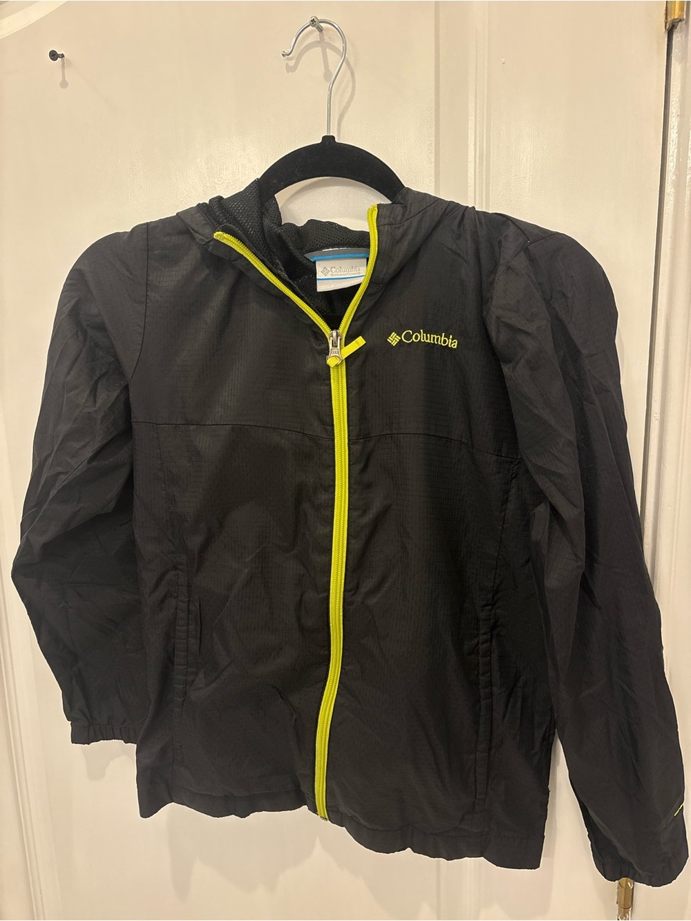 Columbia Kids Black Hooded Swim Rashguard with Lime Trim